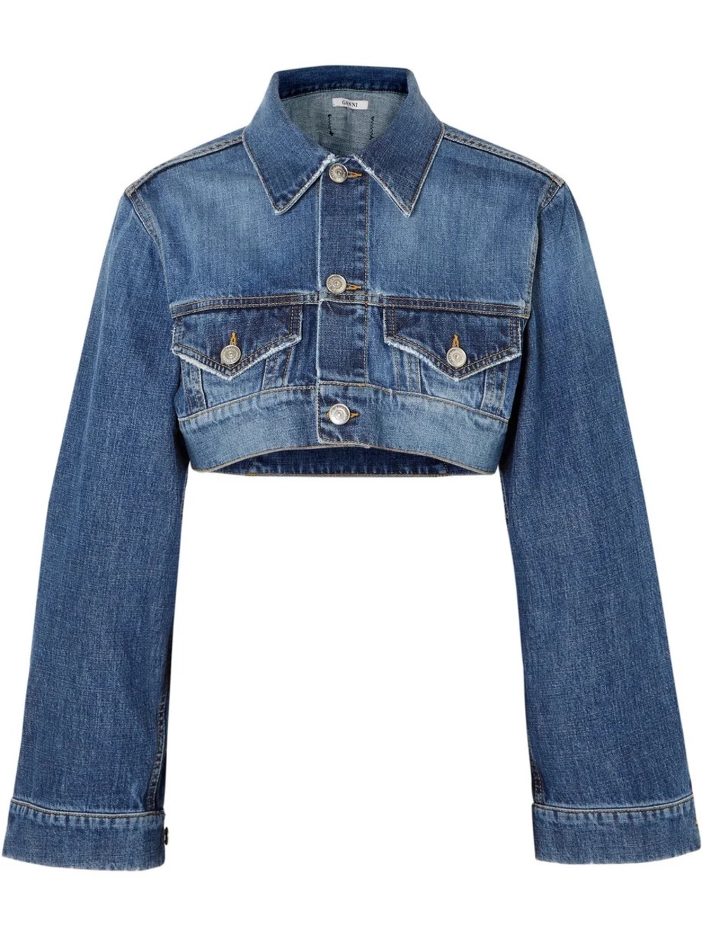 Ganni Cropped Blue Denim Jacket